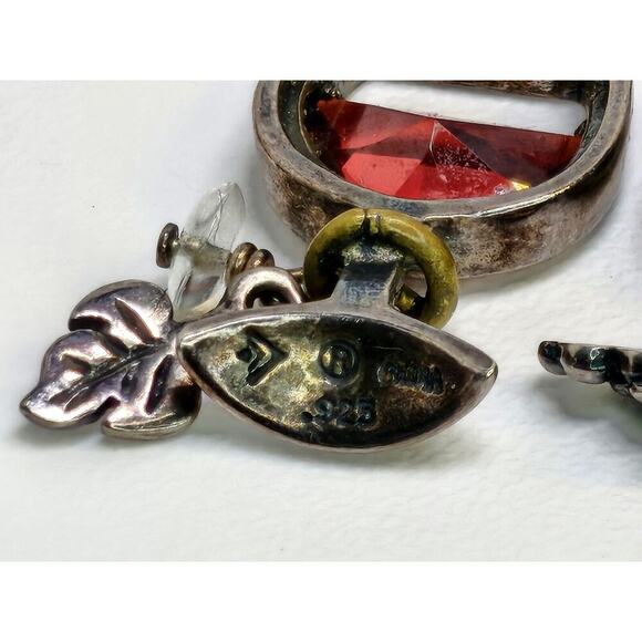 Vintage 925 Sterling Silver Pair Of Wine Glass Charms/Attachments (Bronze Rings) - Picture 4 of 5